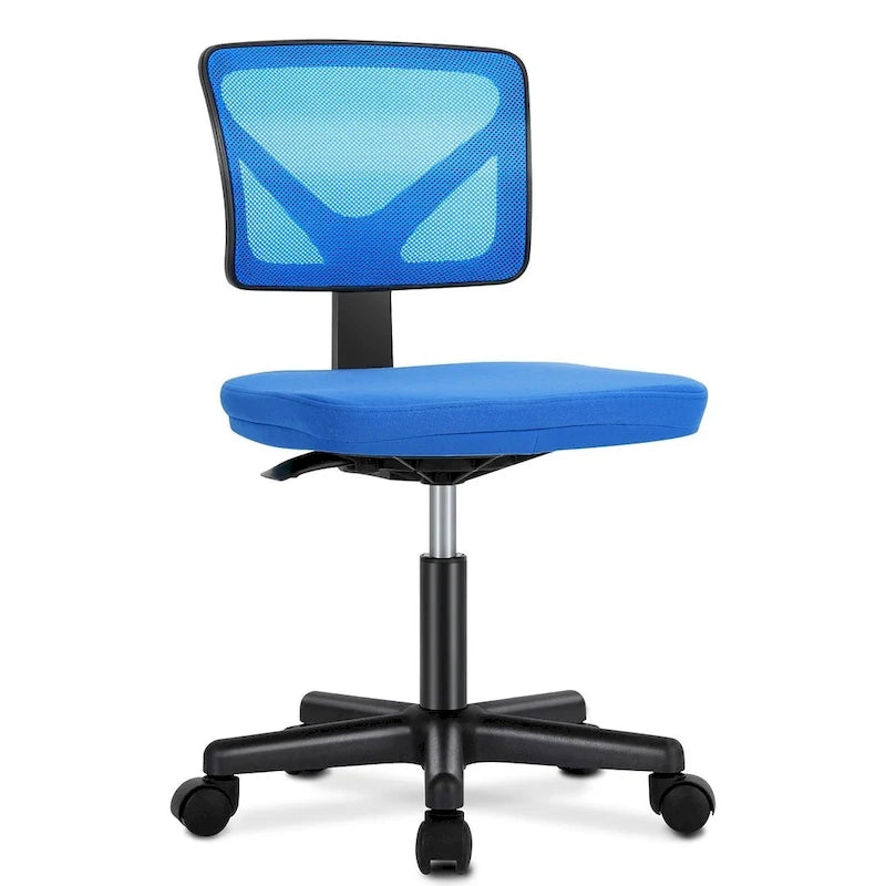 Green / Orange / Blue / Grey / Black / Pink Armless Swivel Desk Chair with Back Support – Single