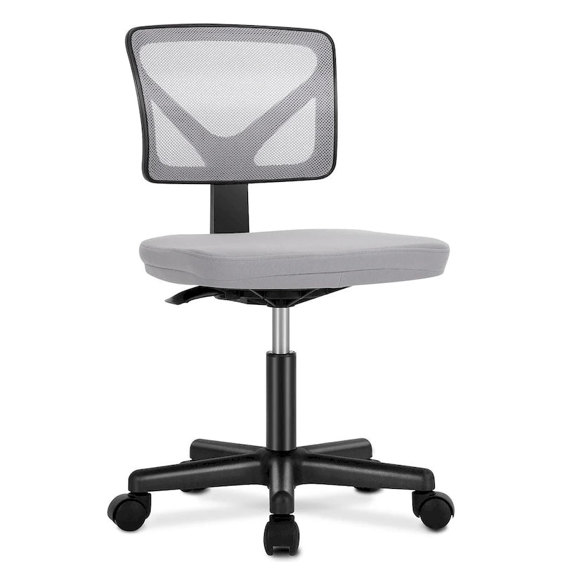 Green / Orange / Blue / Grey / Black / Pink Armless Swivel Desk Chair with Back Support – Single