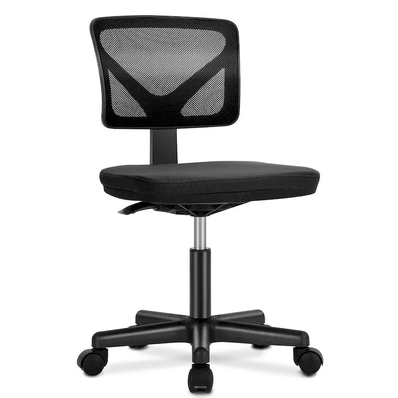 Green / Orange / Blue / Grey / Black / Pink Armless Swivel Desk Chair with Back Support – Single