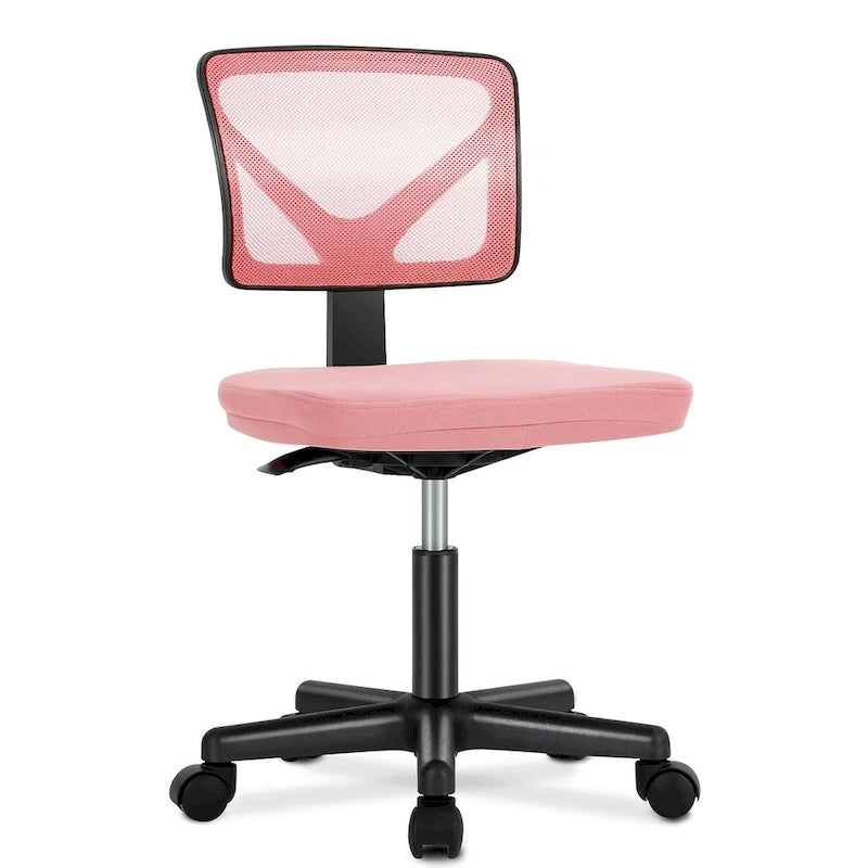 Green / Orange / Blue / Grey / Black / Pink Armless Swivel Desk Chair with Back Support – Single