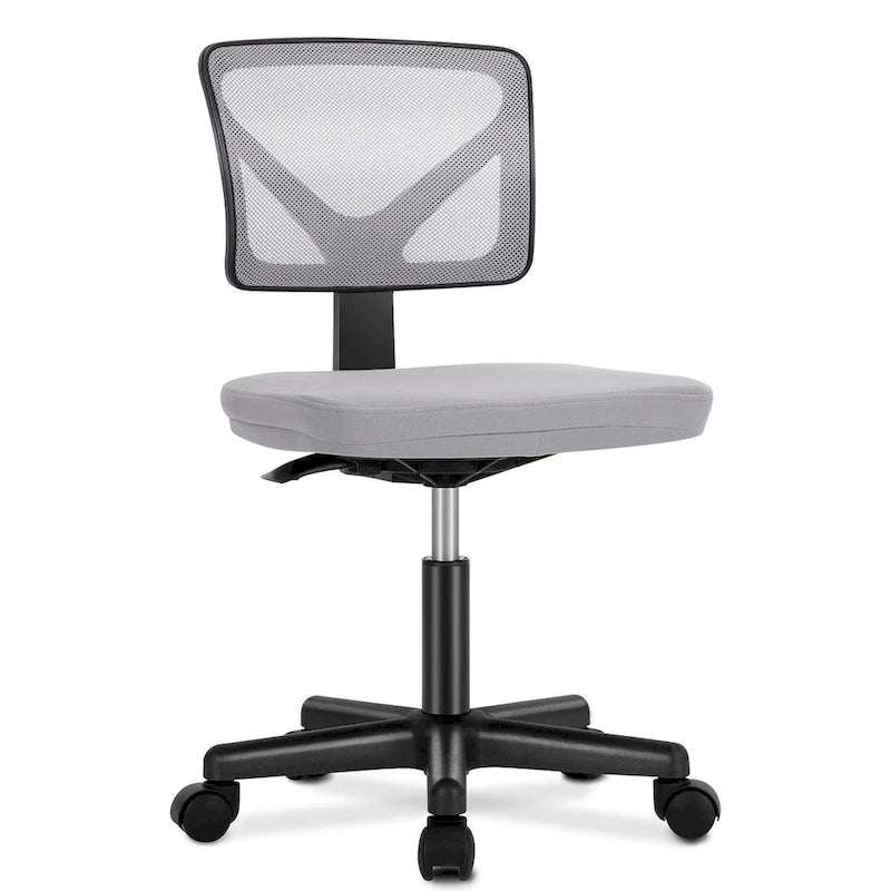 Green / Orange / Blue / Grey / Black / Pink Armless Swivel Desk Chair with Back Support – Single