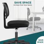 Green / Orange / Blue / Grey / Black / Pink Armless Swivel Desk Chair with Back Support – Single