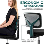 Green / Orange / Blue / Grey / Black / Pink Armless Swivel Desk Chair with Back Support – Single