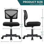 Green / Orange / Blue / Grey / Black / Pink Armless Swivel Desk Chair with Back Support – Single