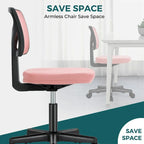 Green / Orange / Blue / Grey / Black / Pink Armless Swivel Desk Chair with Back Support – Single