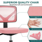 Green / Orange / Blue / Grey / Black / Pink Armless Swivel Desk Chair with Back Support – Single