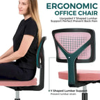Green / Orange / Blue / Grey / Black / Pink Armless Swivel Desk Chair with Back Support – Single