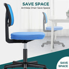 Green / Orange / Blue / Grey / Black / Pink Armless Swivel Desk Chair with Back Support – Single