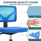 Green / Orange / Blue / Grey / Black / Pink Armless Swivel Desk Chair with Back Support – Single