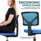Green / Orange / Blue / Grey / Black / Pink Armless Swivel Desk Chair with Back Support – Single