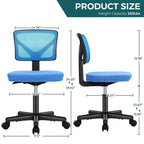 Green / Orange / Blue / Grey / Black / Pink Armless Swivel Desk Chair with Back Support – Single