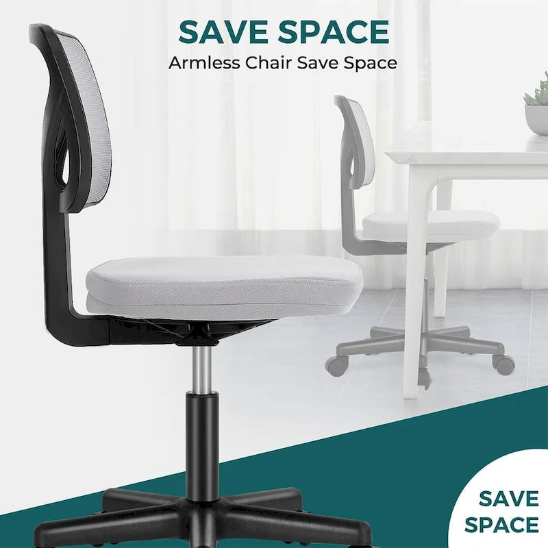 Green / Orange / Blue / Grey / Black / Pink Armless Swivel Desk Chair with Back Support – Single