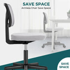 Green / Orange / Blue / Grey / Black / Pink Armless Swivel Desk Chair with Back Support – Single