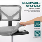 Green / Orange / Blue / Grey / Black / Pink Armless Swivel Desk Chair with Back Support – Single