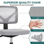 Green / Orange / Blue / Grey / Black / Pink Armless Swivel Desk Chair with Back Support – Single