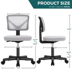 Green / Orange / Blue / Grey / Black / Pink Armless Swivel Desk Chair with Back Support – Single