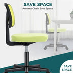Green / Orange / Blue / Grey / Black / Pink Armless Swivel Desk Chair with Back Support – Single