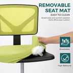 Green / Orange / Blue / Grey / Black / Pink Armless Swivel Desk Chair with Back Support – Single