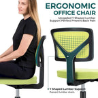 Green / Orange / Blue / Grey / Black / Pink Armless Swivel Desk Chair with Back Support – Single