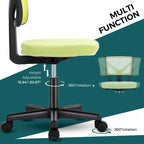 Green / Orange / Blue / Grey / Black / Pink Armless Swivel Desk Chair with Back Support – Single