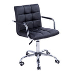 Black Mid-Back Office Chair, PU Leather, Swivel, Single