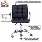Black Mid-Back Office Chair, PU Leather, Swivel, Single