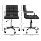 Black Mid-Back Office Chair, PU Leather, Swivel, Single