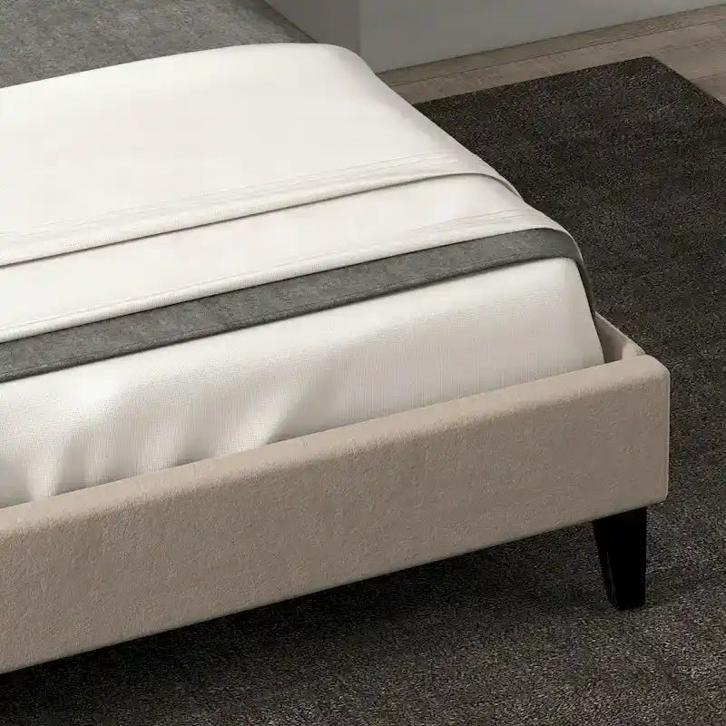 Black/Beige/Grey Velvet Wingback Bed Frame with Storage, King, 2-Person