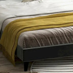 Black/Beige/Grey Velvet Wingback Bed Frame with Storage, King, 2-Person