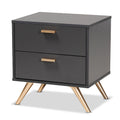 Charcoal Grey & Gold 2-Drawer Nightstand