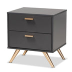 Charcoal Grey & Gold 2-Drawer Nightstand