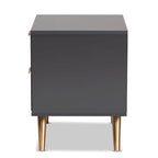 Kelson Modern Dark Grey and Gold Finished Wood 2-Drawer Nightstand