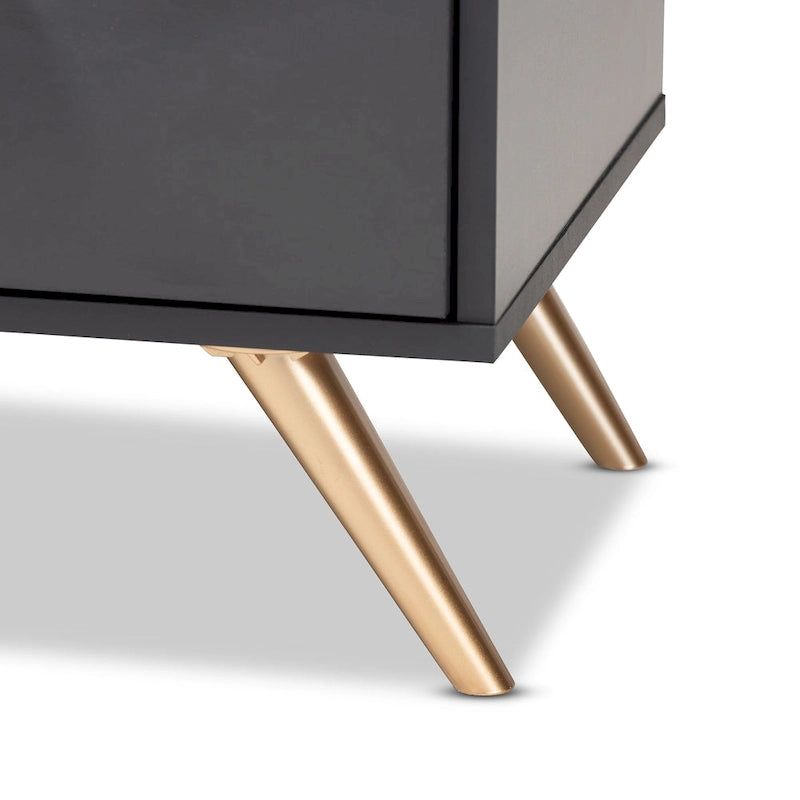 Charcoal Grey & Gold 2-Drawer Nightstand