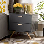 Charcoal Grey & Gold 2-Drawer Nightstand