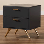 Charcoal Grey & Gold 2-Drawer Nightstand