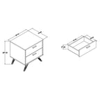 Charcoal Grey & Gold 2-Drawer Nightstand