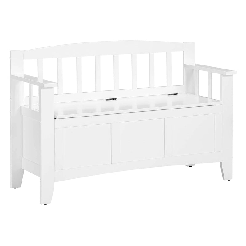 Brown / Snow White Mission-Style Storage Bench, Seats 1–2