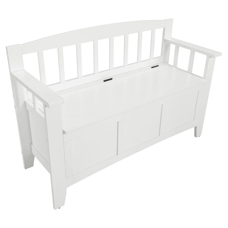 Brown / Snow White Mission-Style Storage Bench, Seats 1–2