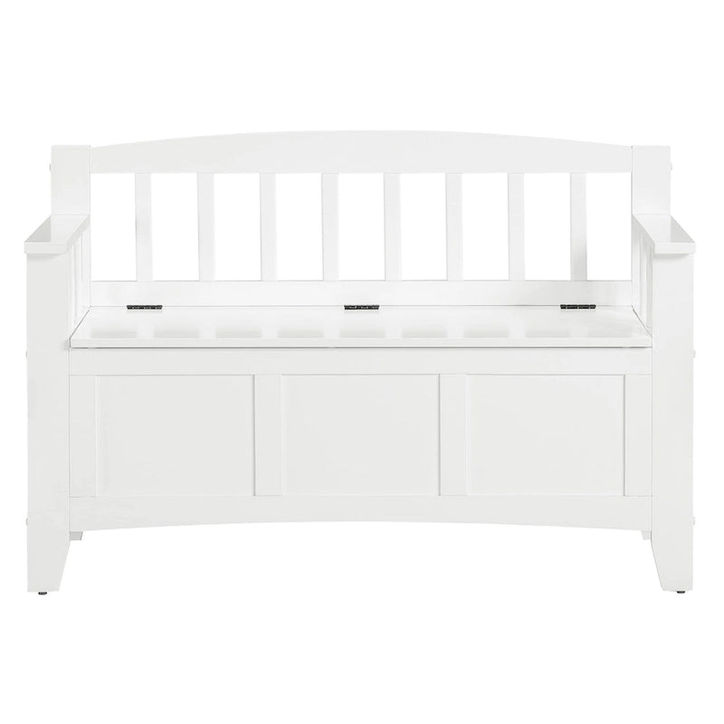 Brown / Snow White Mission-Style Storage Bench, Seats 1–2