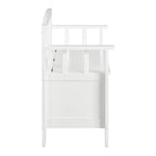Brown / Snow White Mission-Style Storage Bench, Seats 1–2