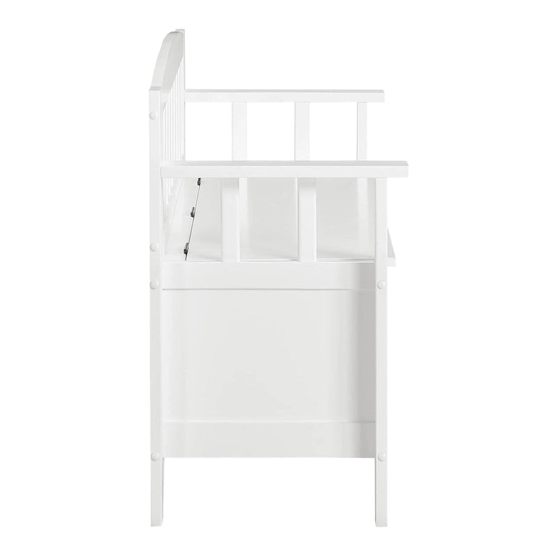 Brown / Snow White Mission-Style Storage Bench, Seats 1–2