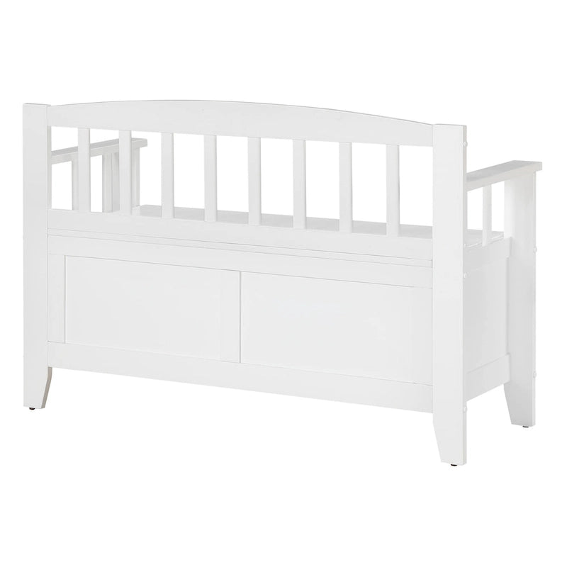 Brown / Snow White Mission-Style Storage Bench, Seats 1–2