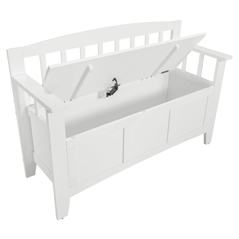 Brown / Snow White Mission-Style Storage Bench, Seats 1–2