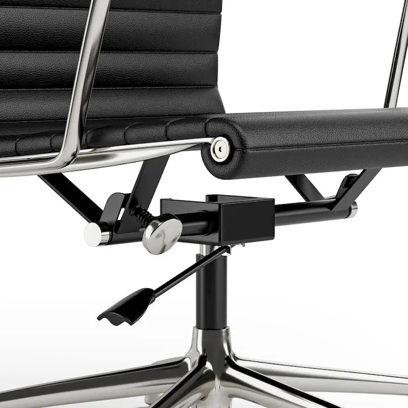 Black/White Low-Back Genuine Leather Swivel Office Chair, Single