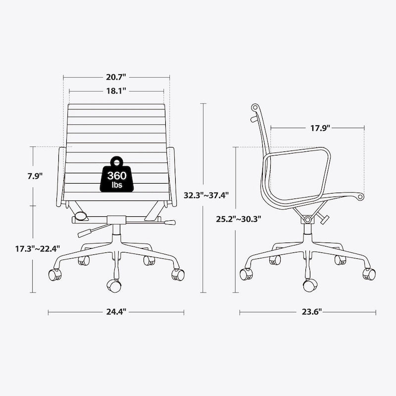 Black/White Low-Back Genuine Leather Swivel Office Chair, Single