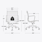 Black/White Low-Back Genuine Leather Swivel Office Chair, Single
