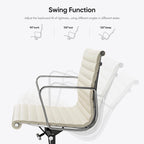 Black/White Low-Back Genuine Leather Swivel Office Chair, Single