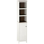 Antique White Freestanding Bathroom Storage Tower Cabinet, 3 Open Shelves