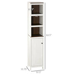 Antique White Freestanding Bathroom Storage Tower Cabinet, 3 Open Shelves