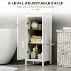 Antique White Freestanding Bathroom Storage Tower Cabinet, 3 Open Shelves